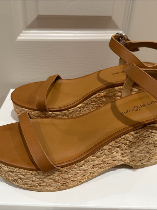 Treasure & Bond Shoes - Treasure & Bond Cognac Tan Raffia Woven Platform Wedge Sandals
